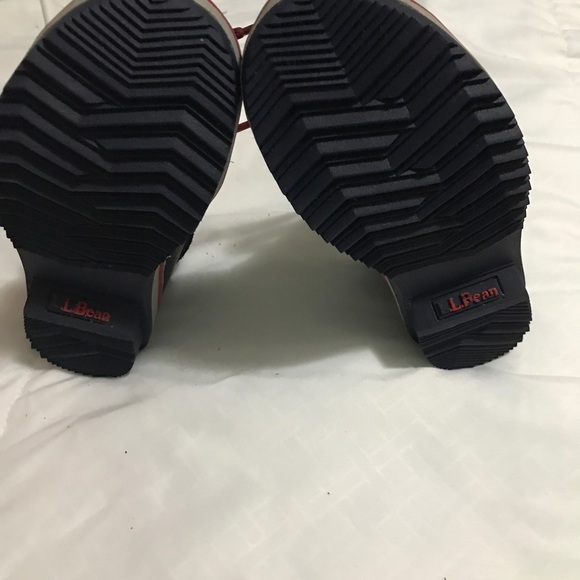 LL Bean Rain/snow shoes size 11 Navy Blue and Red - Picture 2 of 3